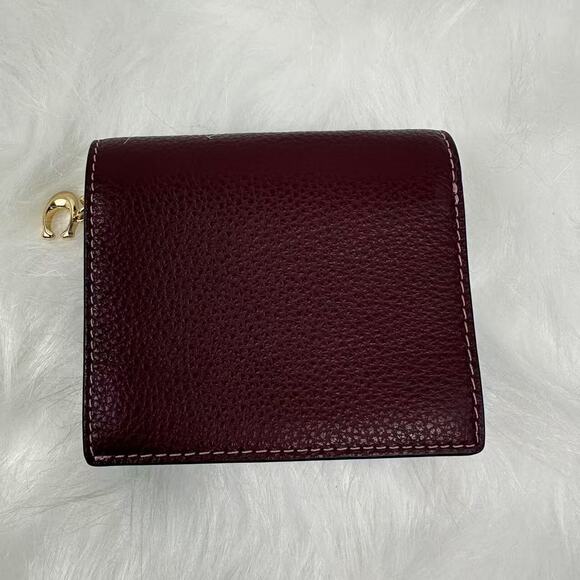Coach Snap Wallet In Leather/Gold/Merlot C2862 NWT - Picture 2 of 6